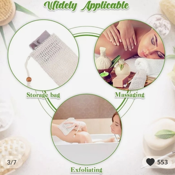 Nwot Exfoliating shower bath natural bar soap holder scrubber bag - Picture 2 of 2